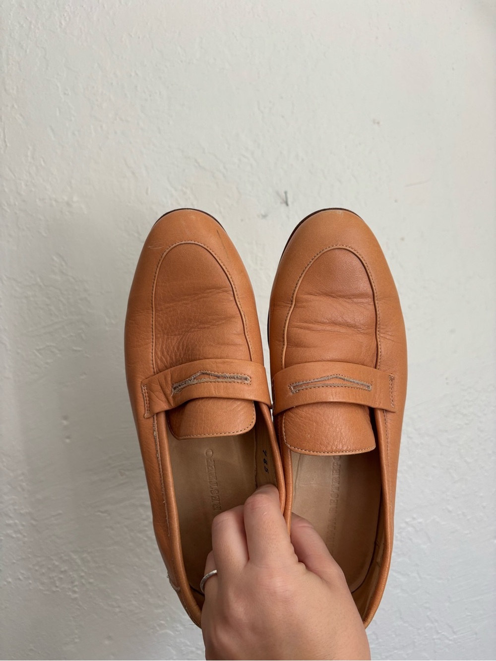 Women's Leather Loafers in Tan — Classic Slip-On Flats - Picture 10 of 10